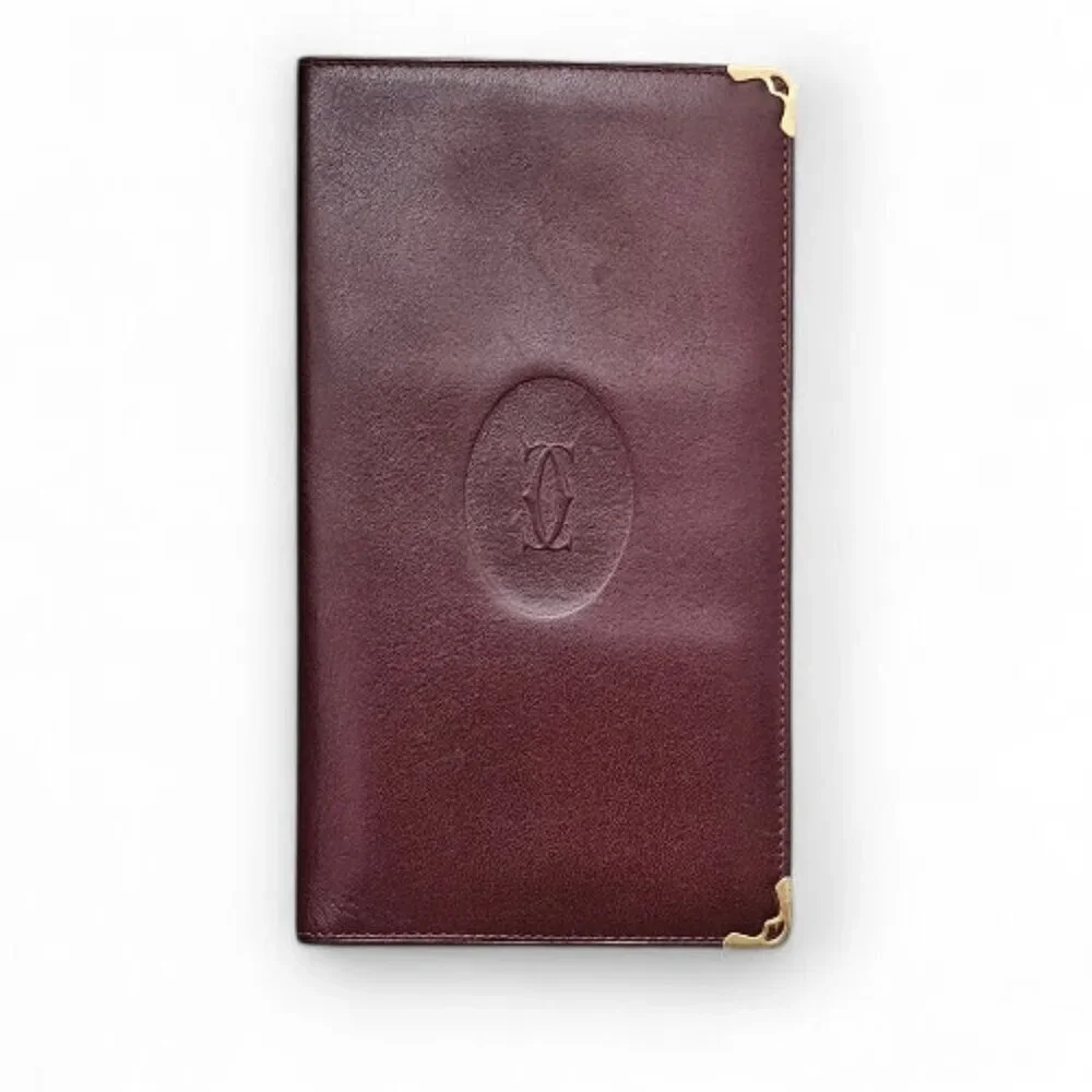 Cartier Must Les De Cartier Bi-fold Bordeaux Leather Vintage Long Wallet